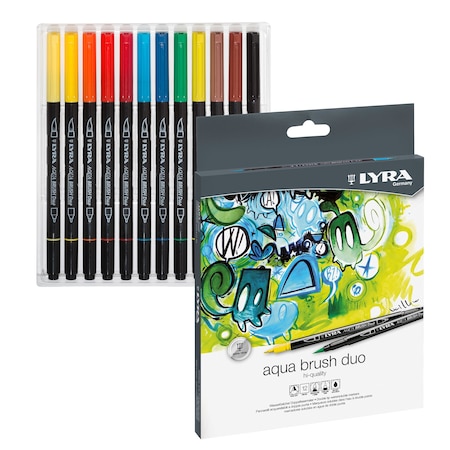 Lyra Aqua Brush Duo Art Markers, 12 Colors L6521120